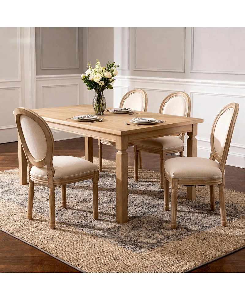 Streamdale Furniture French Style Linen Oval Back Dining Chairs, Set of 2