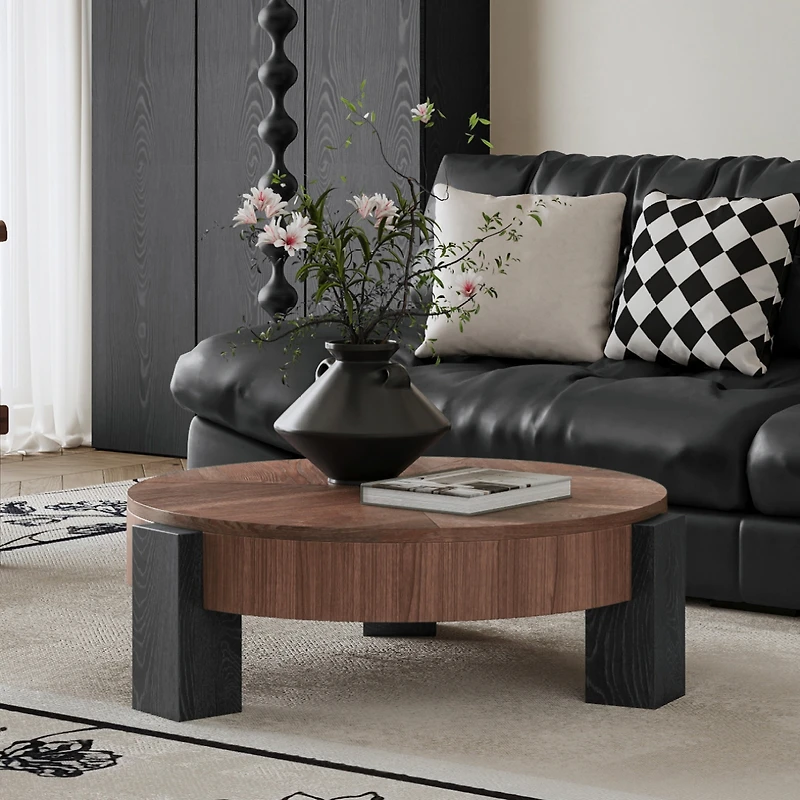 Streamdale Furniture 33'' Round Coffee Table with Hidden Storage