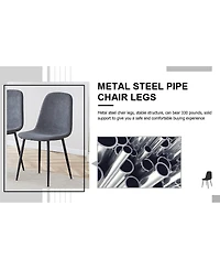 Streamdale Furniture Set of 4 Modern Linen Dining Chairs with Sturdy Metal Legs