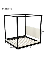 Streamdale Furniture Canopy Platform Bed with Upholstered Headboard