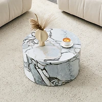 Streamdale Furniture Marble Textured Cylindrical Coffee Table, 23.6" x 11.8