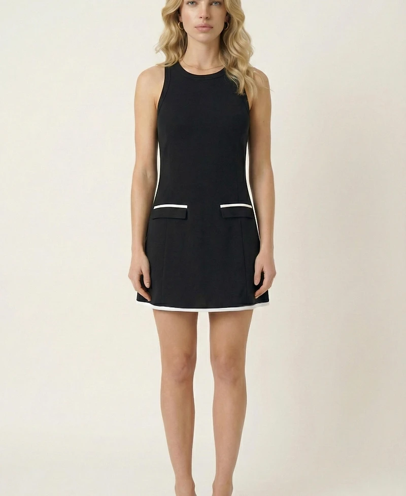 Modenaire Women's Sleeveless Contrast-Trim Tailored Dress
