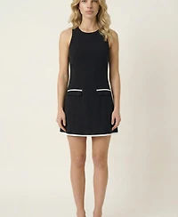 Modenaire Women's Sleeveless Contrast-Trim Tailored Dress