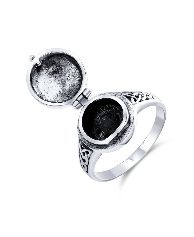 Bling Jewelry Claddagh Locket Ring Celtic Heart Memorial Keepsake Oxidized .925 Sterling Silver