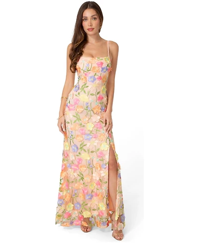 Bebe Women's Floral Embroidery Bodycon Maxi Dress