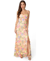 Bebe Women's Floral Embroidery Bodycon Maxi Dress