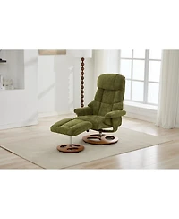 Streamdale Furniture Ergonomic Swivel Recliner Chair with Ottoman, Massage and Heating