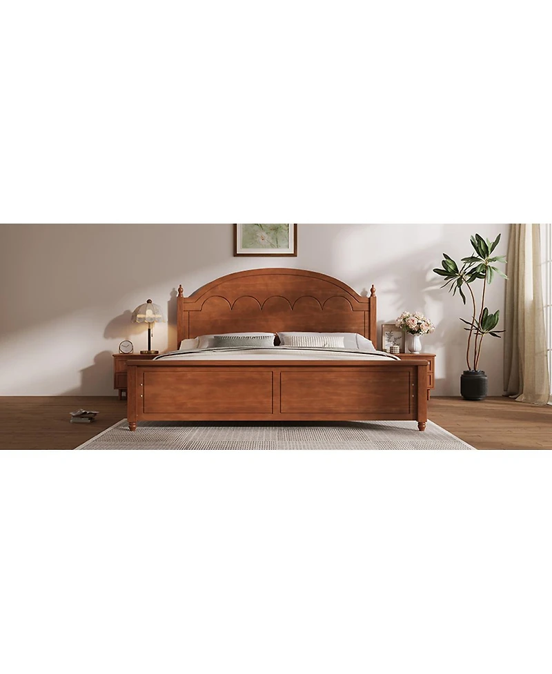 Streamdale Furniture Wooden Bed Frame with Arched Headboard and Classic Design