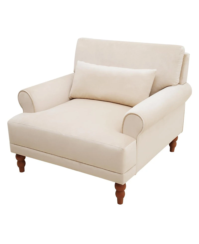 Streamdale Furniture Mirod Elegant Circular Armrest Chair with Ergonomic Lumbar and Roman Column Legs