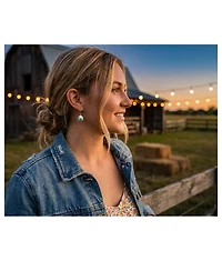 Bling Jewelry Western Style Natural Turquoise Dangle Flower Medallion Earrings .925 Sterling Silver Leverback