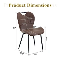 Streamdale Furniture Set of 4 Pu Dining Chairs with Integrated Handle and Metal Frame