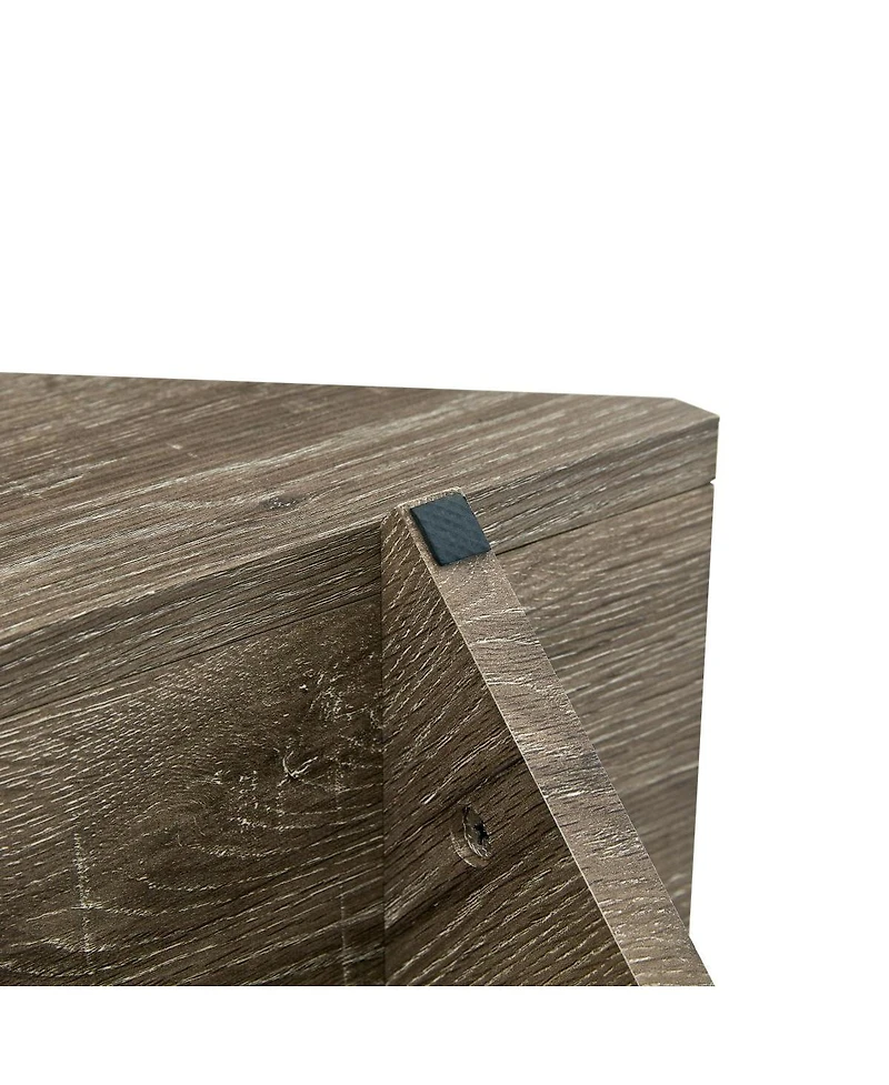 Streamdale Furniture Tempered Glass and Mdf Coffee Table with Carved Wood Grain and Storage
