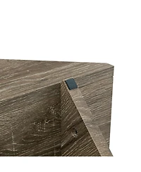 Streamdale Furniture Tempered Glass and Mdf Coffee Table with Carved Wood Grain and Storage
