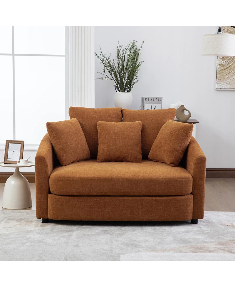 Streamdale Furniture Wide Upholstered Round Cuddle Chaise with Pillows