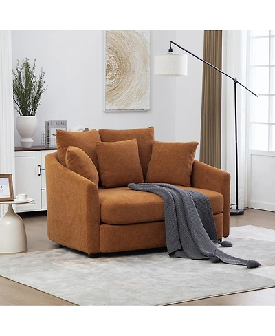 Streamdale Furniture Wide Upholstered Round Cuddle Chaise with Pillows