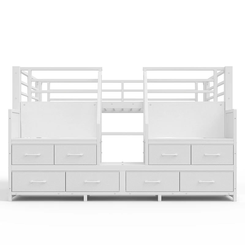 Streamdale Furniture Low Loft Bed with Multi-Storage, Shelves, and Fabric Drawers