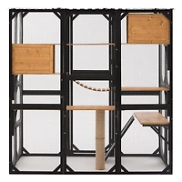 Streamdale Furniture Outdoor Fir Wood Catio with Sleeping Houses, Platforms
