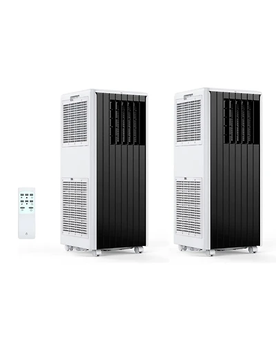 Xo 2-Piece Set of 8,000 Btu Portable Air Conditioners with Cooling, Dehumidifier and Fan, Remote, Quiet Operation and Timer