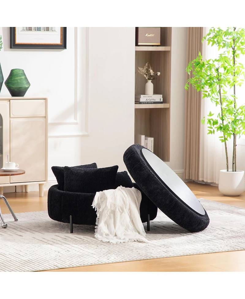 Streamdale Furniture 31.3" Upholstered Round Storage Ottoman with Reversible Lid