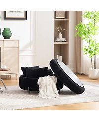 Streamdale Furniture 31.3" Upholstered Round Storage Ottoman with Reversible Lid