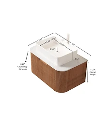 Sillysis Wall Mounted Bathroom Vanity with Rectangular Ceramic Sink, Modern Wood Grain Cabinet, Soft Close Drawer, Pre-assembled