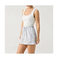 Reistor Women's Striped Linen Drawstring Relaxed Shorts
