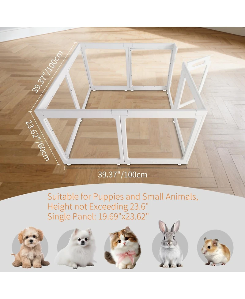 Streamdale Furniture Clear Acrylic 8-Panel Indoor Playpen for Puppies, Rabbits, and Cats