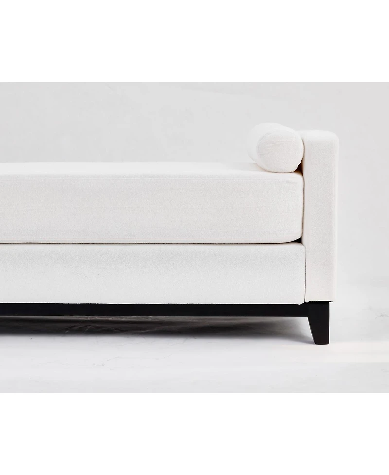Streamdale Furniture Sherpa Fleece Upholstered Bench with Wood Legs and 2 Bolster Pillows