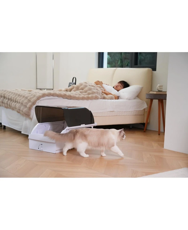Streamdale Furniture Smart Cat Litter Box Cat Litter Box Wide Opening With Hood