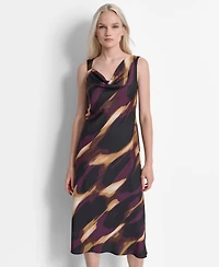 Dkny Women's Printed Cowl Neck Midi Dress