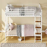 Streamdale Furniture Metal Bunk Bed with Safety Guardrail and Ladder