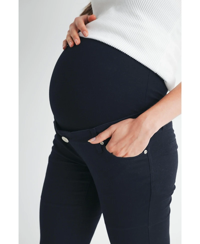 Hello Miz Maternity Straight Leg Pants with Over the Belly Panel and Pockets