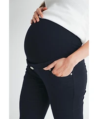 Hello Miz Maternity Straight Leg Pants with Over the Belly Panel and Pockets