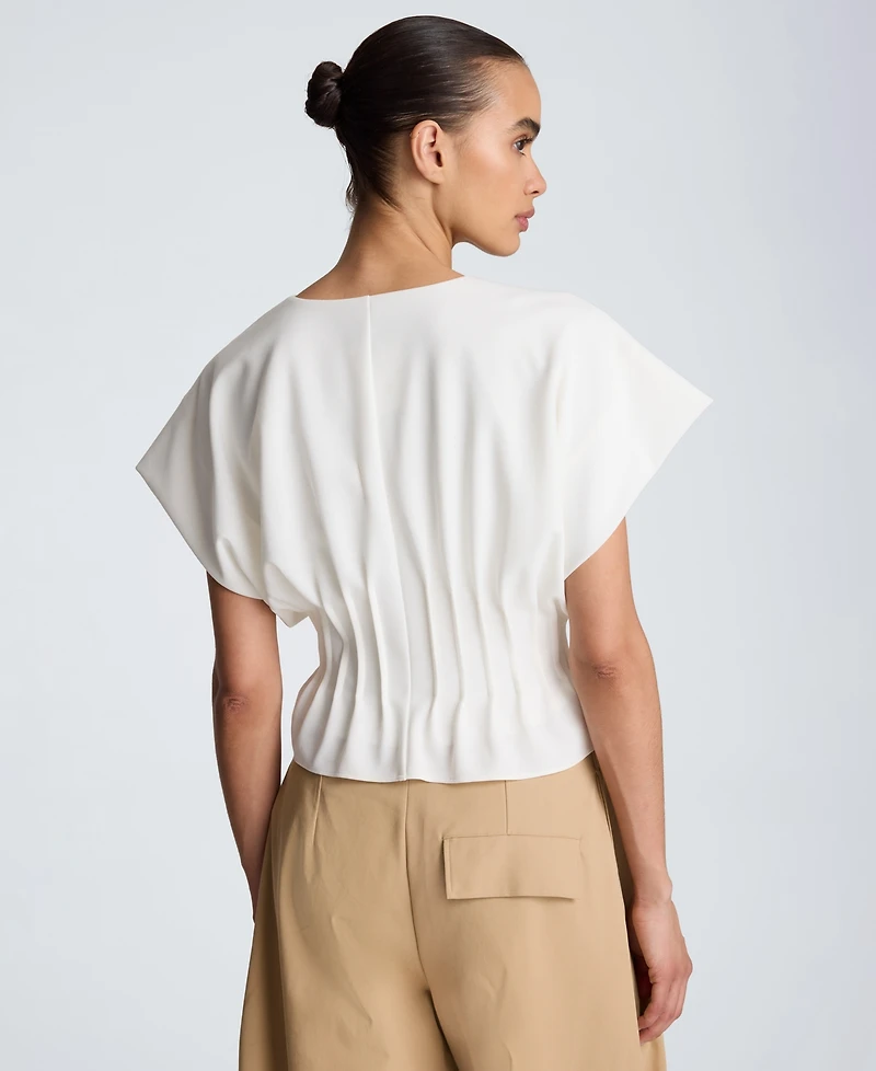Kenneth Cole Women's Pleated V-Neck Top