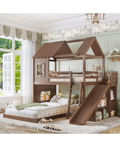 Streamdale Furniture House Bunk Bed with Storage, Wardrobe, and Slide