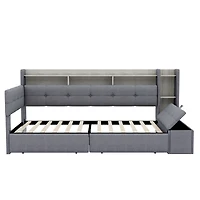 Streamdale Furniture Upholstered Daybed with Storage, Drawers, Usb, Led and Shelves