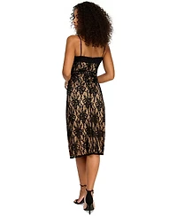 Emerald Sundae Juniors' Lace Square Neck Midi Dress