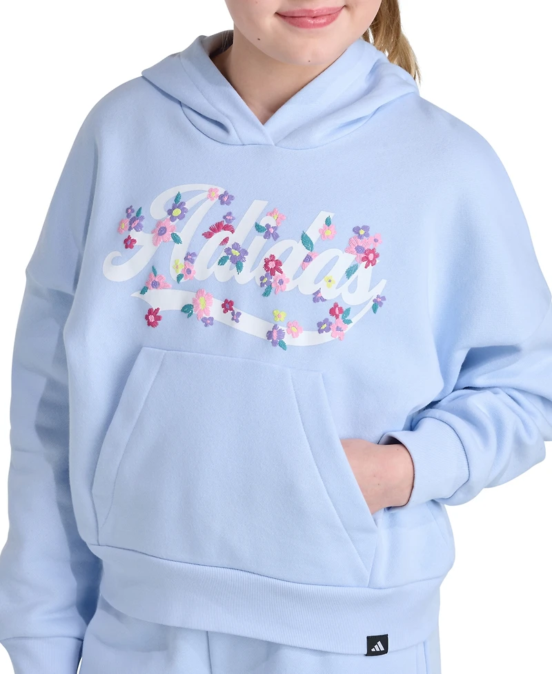 adidas Big Girls' 7-16 Long-Sleeve Graphic Fleece Hooded Pullover Sweatshirt