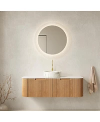 Sillysis Wall Mounted Bathroom Vanity with Sintered Stone Top, Round Ceramic Basin, Soft Close Drawer, Pre-assembled