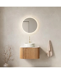 Sillysis Wall Mounted Bathroom Vanity with Sintered Stone Top, Round Ceramic Basin, Soft Close Drawer, Pre-assembled