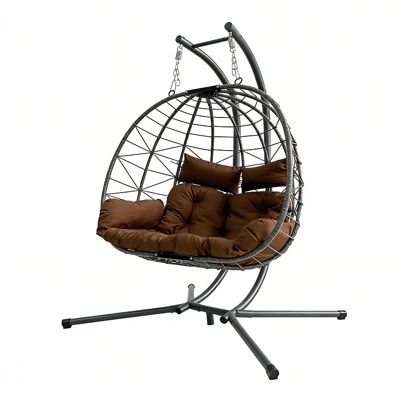 Streamdale Furniture Double Hanging Egg Chair with Stand and Cushion
