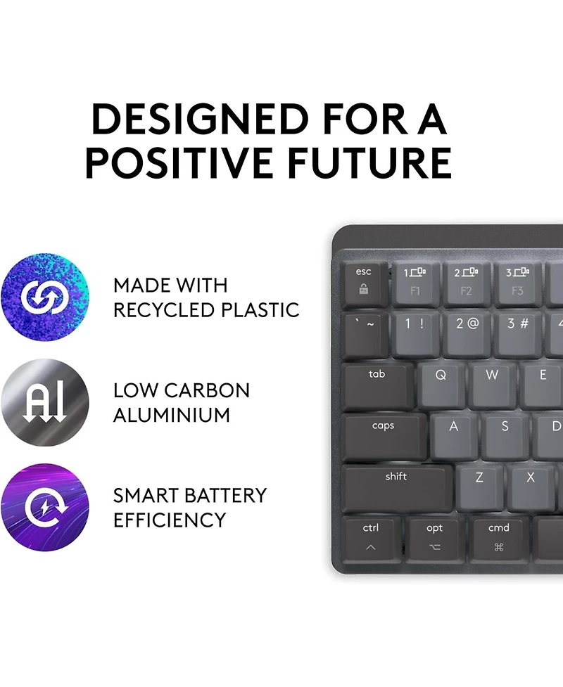 Logitech Mx Mechanical Mini for Mac: Wireless Illuminated Low-Profile Keyboard, Tactile Quiet