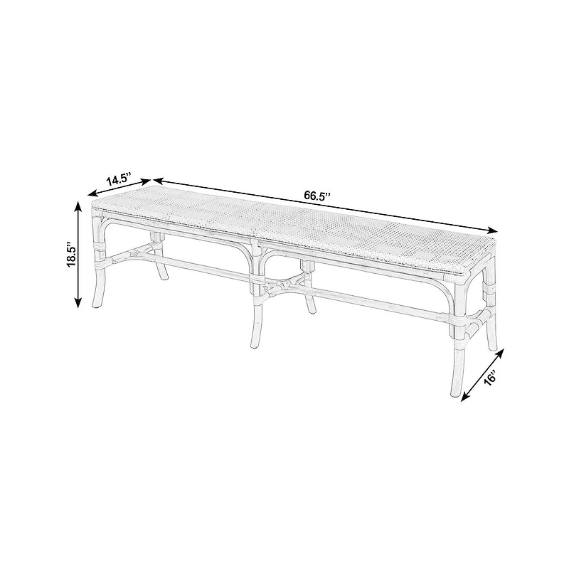 Butler Specialty Laguna 66.5 in. W Rectangular Rattan Backless Accent Bench