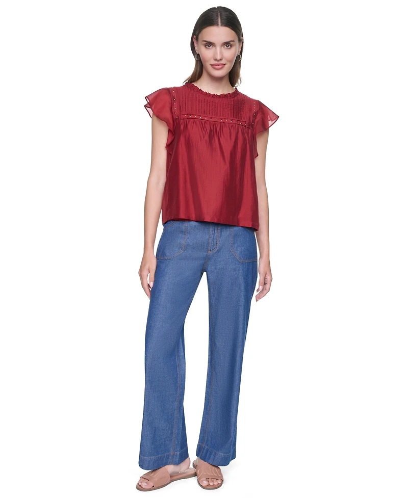Dkny Women's Pin-Tucked Studded Blouse