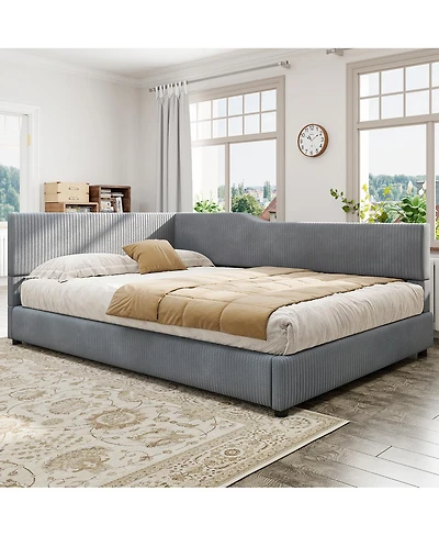 Streamdale Furniture Full Size L-Shaped Corduroy Daybed Upholstered Daybed