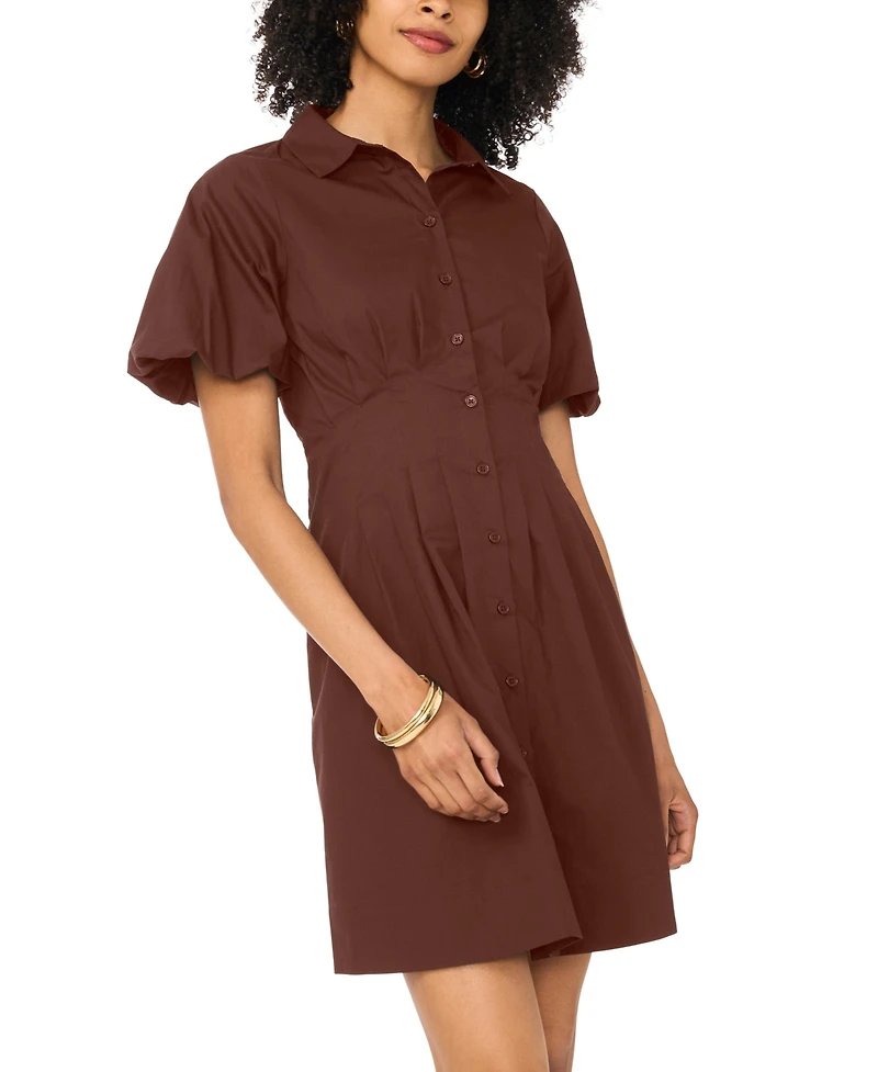Vince Camuto Women's Puff-Sleeve Corset Cotton Mini Dress