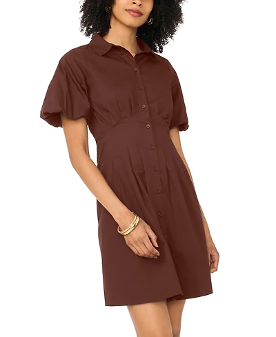 Vince Camuto Women's Puff-Sleeve Corset Cotton Mini Dress