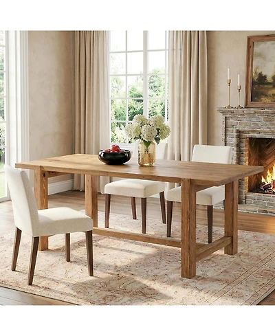 Tribesigns Solid Wood Dining Table, 63-Inch Kitchen Table for 4-6 People, Rectangular Dinner Tables with Wooden Legs for Dining Room, Kitchen
