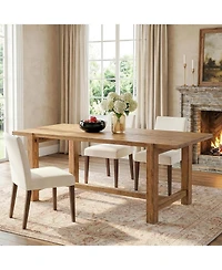 Tribesigns Solid Wood Dining Table, 63-Inch Kitchen Table for 4-6 People, Rectangular Dinner Tables with Wooden Legs for Dining Room, Kitchen
