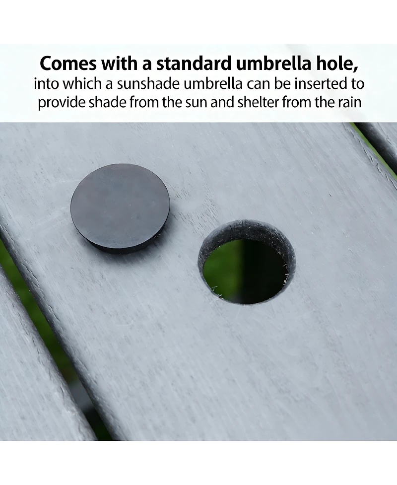 Streamdale Furniture Modern Hdpe Weather-Resistant Outdoor Dining Table with Umbrella Hole